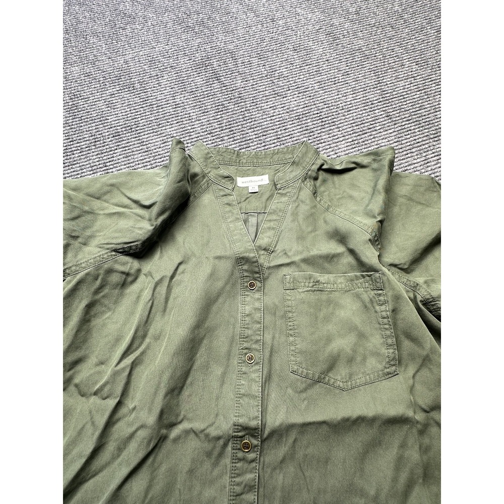 Westbound Shirt Womens Medium Olive Green Tencel Lyocell Button Front Tunic Top - Picture 13 of 13
